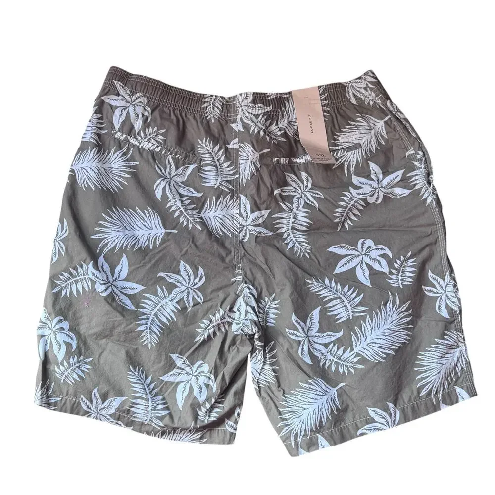 Scotch & Soda Men's Printed Poplin Bermuda Shorts Khaki Leaf Size 2XL NWT